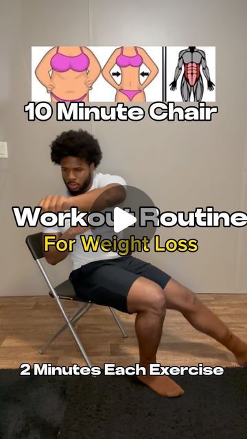 Brandon Palmer, Trainer on Instagram: "This 10 Minute Chair Workout For Weight Loss with NO EQUIPMENT will make you feel great! Chair workout has never been more fun than now. You can finally get in shape while you sit without the use of expensive equipment or going to the gym. Take a rest as needed in between each set. Aim for 30-45 second breaks. You can do this exercise 4-5x weekly as you desire. You got this. #chairworkout #homeworkout #fitness #fitnessreels #weightloss #fatloss #burncalories #workouttips #workoutroutine" Chair Work Outs Exercise, Exercise In A Chair, Sitted Exercises, 28 Day Chair Workout Challenge, Chair Workouts At Home, Chair Excercises Workouts, No Gym Workout Plan, Chair Workout Exercises, Exercise Without Equipment