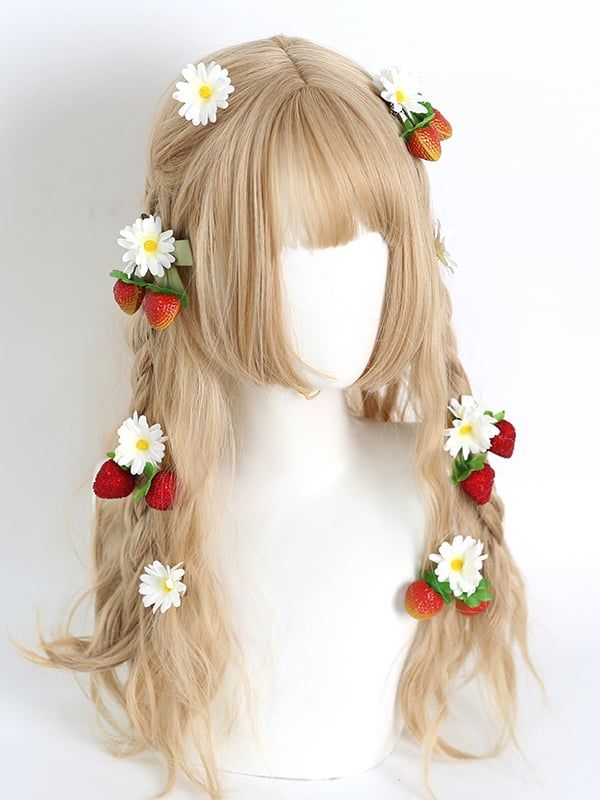 This price is for a pair of hairclips only, others are not included. Ugc Inspiration, Girl Picnic, Basic Hairstyles, Cute Wigs, Strawberry Hair, Strawberry Design, Hair References, Kawaii Hairstyles, A Silent Voice