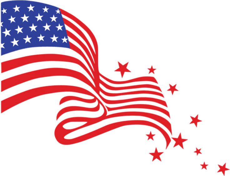 an american flag waving in the wind with stars around it on a white background stock photo