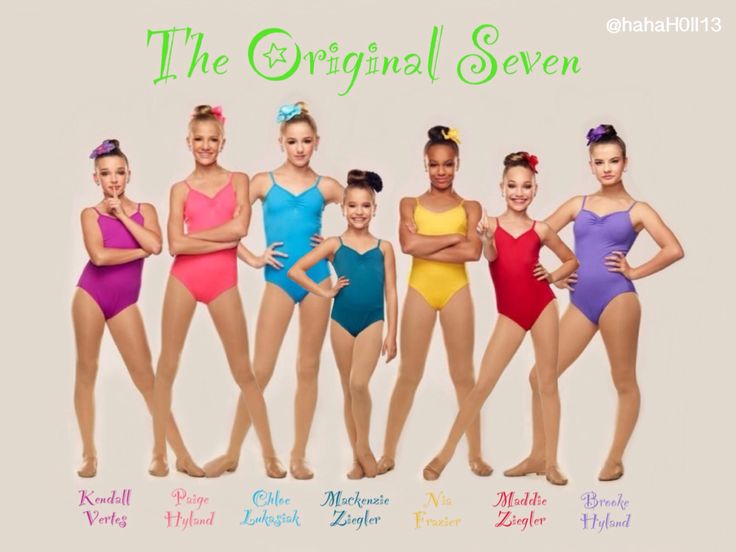 Dance Moms edit of the original seven: Kendall Vertes, Paige Hyland, Chloe Lukasiak, Mackenzie Ziegler, Nia Frazier, Maddie Ziegler, and Brooke Hyland. They will always be the originals and they are not replaceable. Credit to @hahaH0ll13 Kendall Vertes, Dance Moms, Leotards, See More, The Original, Chloe, Dancer, Dance Mums