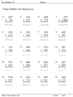 3-Digit Addition Worksheets for Teaching Advanced Math to Students ...