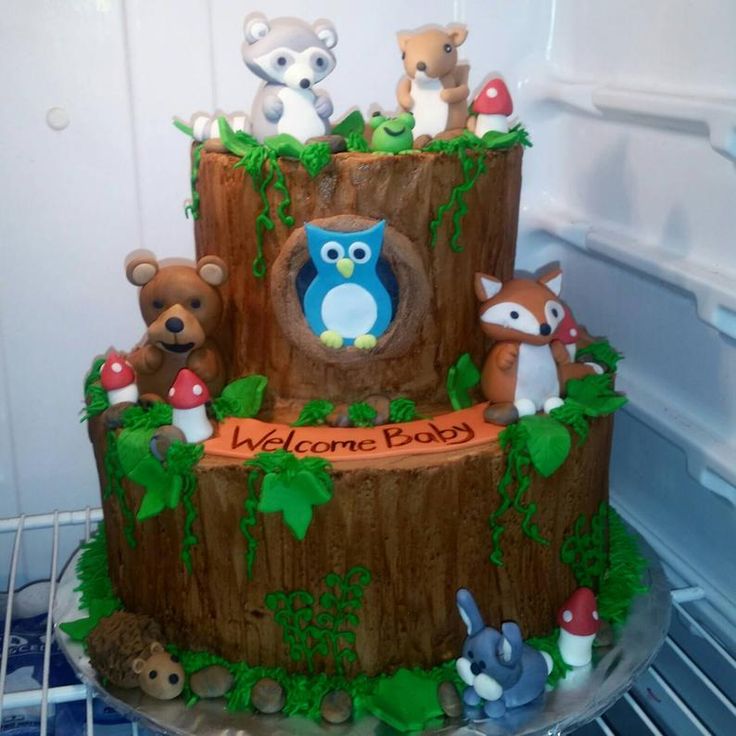 Handmade Fondant Woodland Animals Cake Topper Set - Etsy | Woodland ...