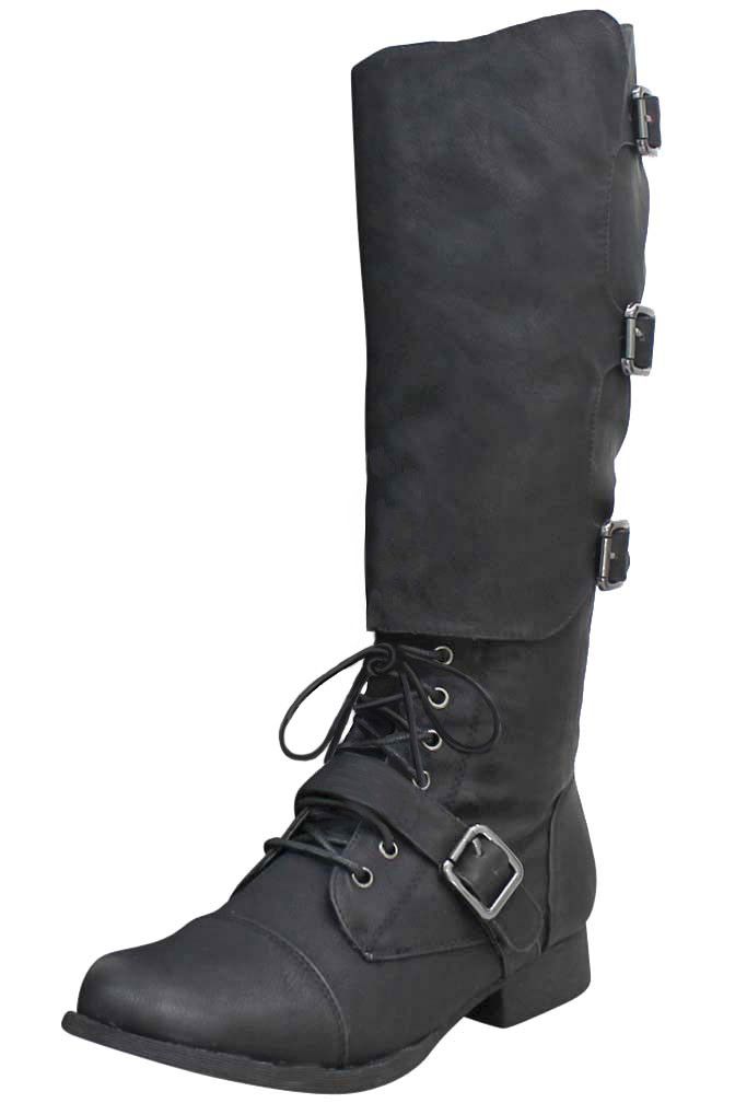 Rugged Look Black Knee Tall Military Combat Boots Lace Knee High Boots, Knee High Combat Boots, Black Military Boots, Tall Lace Up Boots, Black Leather Knee High Boots, Military Combat Boots, Black Heels Low, Black High Boots, Black Lace Up Boots