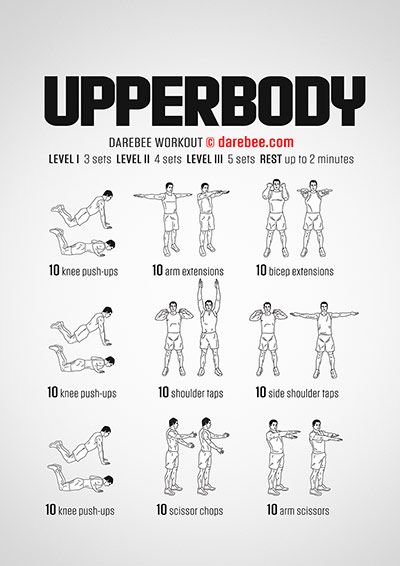 the upper body workout poster is shown in black and white, with instructions on how to do