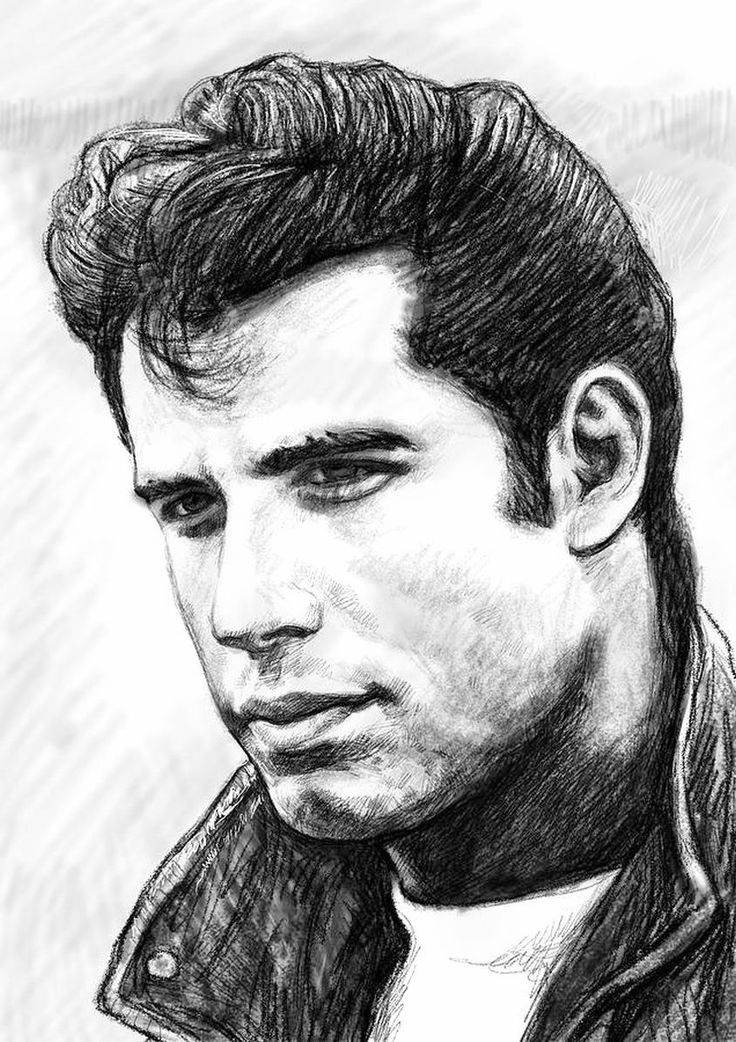 a black and white drawing of a man