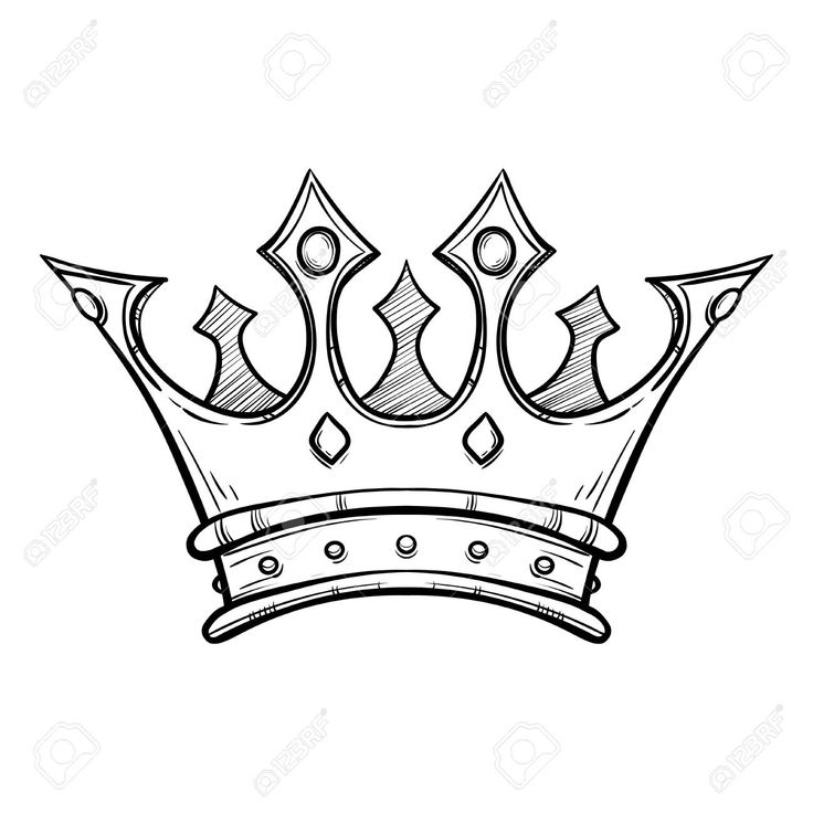 a black and white drawing of a crown on a white background stock photo, royalty