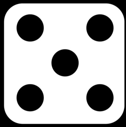 a black and white dice with four dots