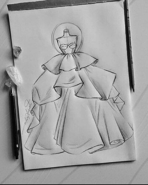 a drawing of a woman in a dress