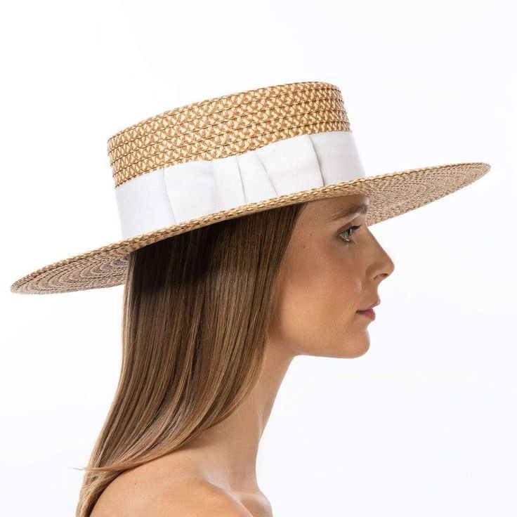 Our women's Gondolier Boater hat was inspired by the flat brimmed hats worn by gondoliers on the canals of Venice. This structured shape features a flat-topped crown, banded with cotton grosgrain ribbon finishing to the side in a man tailored bow. There is no limit to how well this versatile boater sun hat made of Squishee® will perfectly pair with all of your summer wardrobe favorites. Gondolier looks chic with casual shorts, wide legged pants, or a maxi sundress. Squishee® is a man-made materi Flat Brim Hat, Ladies Hats, Boater Hat, Elegant Hats, Maxi Sundress, Best Style, Looks Chic, Wide Brimmed Hats, Flats Top