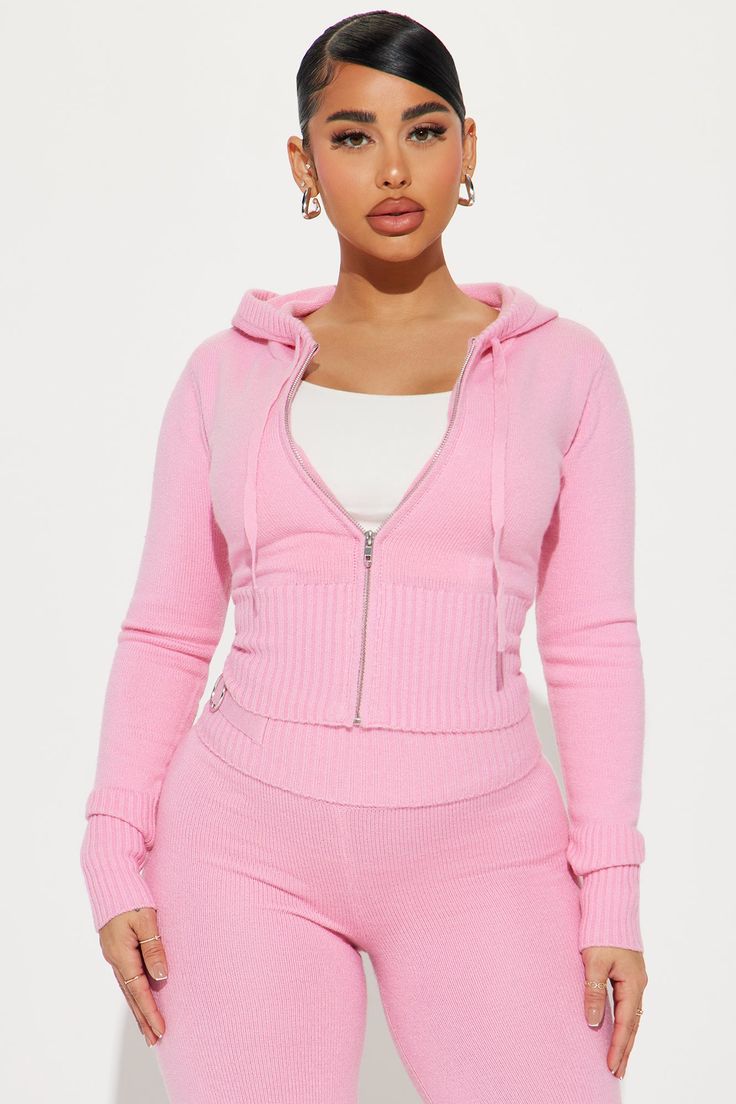 Available In Black, Heather Grey, Light Blue, And Pink. Sweater Pant Set Jacket Hoodie Zipper Closure Wide Leg Pant Buckle Detail Elastic Waistband Stretch 50% Acrylic 29% Polyester 21% Nylon Imported | Lana Sweater Pant Set in Pink size Medium by Fashion Nova Two Piece Pink Set, Pink Girly Christmas Wishlist, Two Piece Sets Black Women, Cozy Pink Outfit, Mommy Goals Black Daughter, Plus Size Matching Sets, Trendy Clothes 2024, Dream Clothes Sweaters & Cardigans, Lululemon Set Black Women