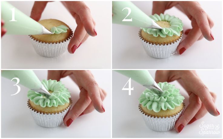 steps to decorate cupcakes with green frosting