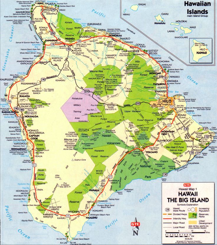 a map of hawaii showing the big island