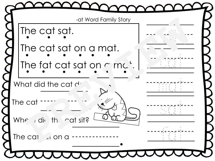 a worksheet for the cat that is on top of a book with words and pictures