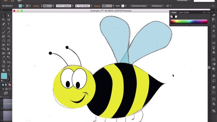 a drawing of a bee on a computer screen