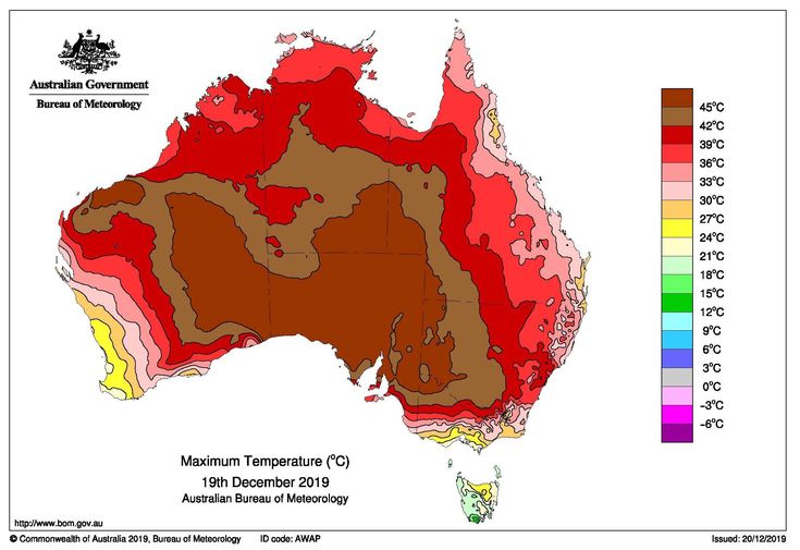 a map showing the average temperature in australia from 1950 to 2013, with red and brown areas