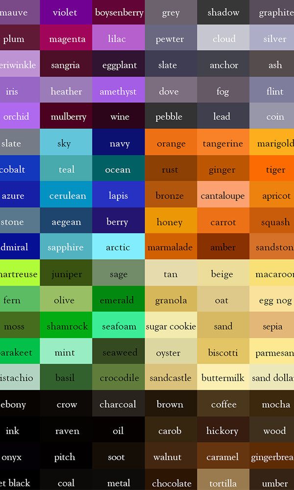 Find the Perfect Hue with This Handy Color Thesaurus | Color names ...