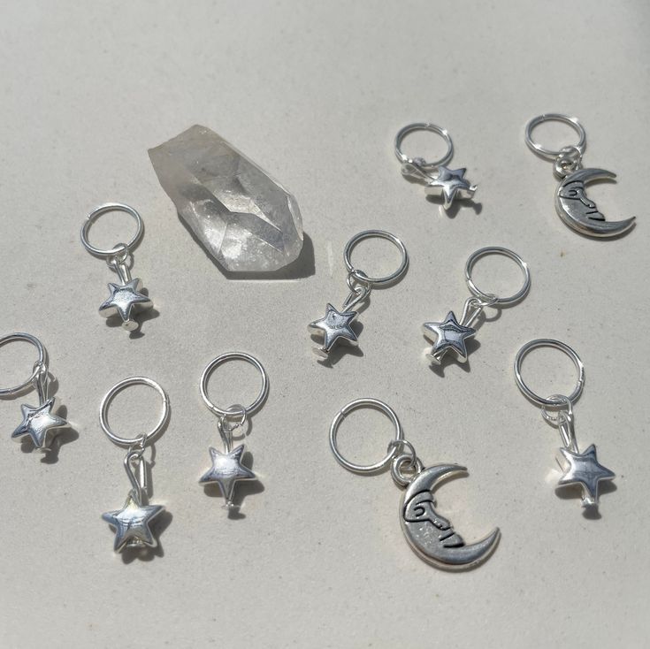 Moon and Star Hematite Hair Charms, Loc Jewelry, Celestial Hair Rings, Crystal Hair Jewelry, Braid Rings - Etsy Adjustable Silver Celestial Belly Rings, Adjustable Celestial Silver Belly Rings, Celestial Silver Nickel-free Cartilage Earrings, Silver Celestial Cartilage Earrings Nickel-free, Silver Celestial Cartilage Earrings Nickel Free, Adjustable Silver Celestial Body Jewelry, Silver Adjustable Celestial Body Jewelry, Celestial Adjustable Body Jewelry For Gifts, Adjustable Celestial Style Body Jewelry For Gifts