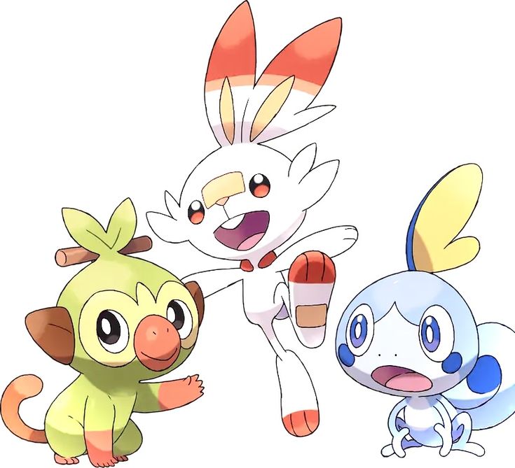 three different pokemon characters standing next to each other