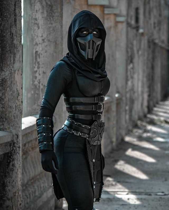 Noob Saibot - [ Just Yeliz ] - Imgur Spy Outfit, Noob Saibot, Female Assassin, Warrior Outfit, Wearing A Mask, Fantasy Clothing, Cosplay Outfits, Anime Poses, Character Outfits