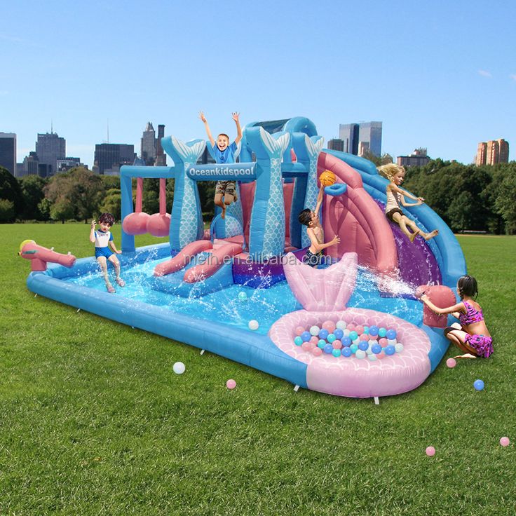 New Design Deluxe Outdoor Fun Mermaid Inflatable Water Slide Splash ...