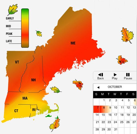 a map of maine showing the temperature in autumn