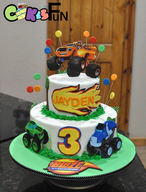 2 Tiered Cars Birthday Cake With Blaze (with Images) 