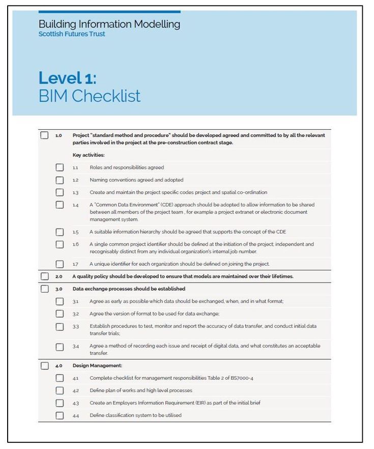 the level 1 bm checklist is shown in this document, which contains instructions for building information modeling