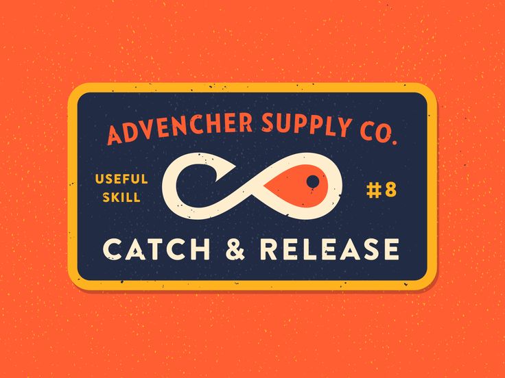 an orange and blue sticker with the words catch & release on it's side