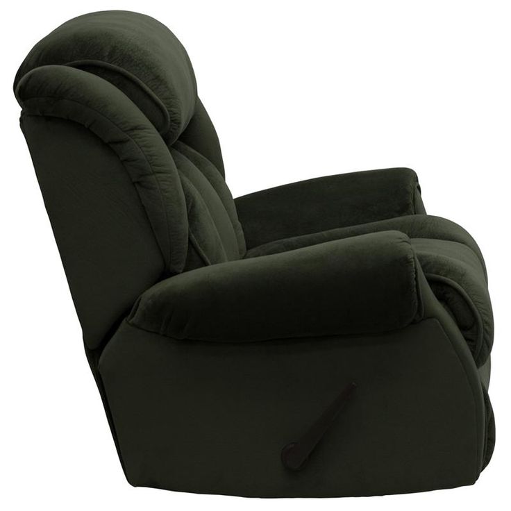 the reclining chair is shown in dark green