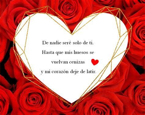 a white heart surrounded by red roses with the words, de nales sere sobo de ti