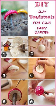 how to make clay toadstools for your fairy garden - step by step instructions