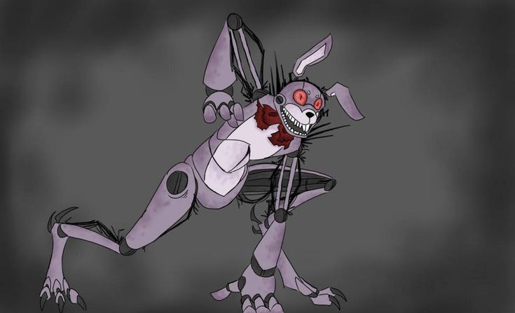 a drawing of a rabbit with red eyes and an evil look on it's face