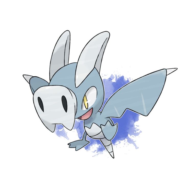 the pokemon is flying through the air with his wings spread out and eyes wide open