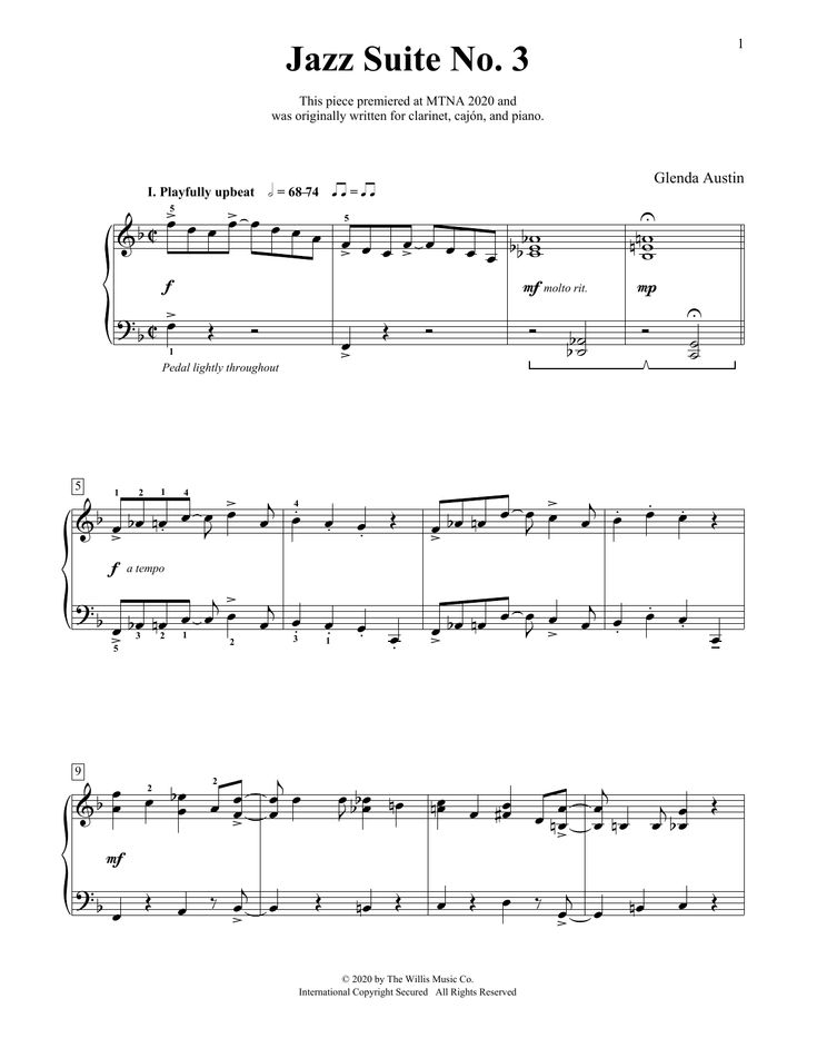 the music sheet for jazz suite no 3