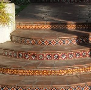 the steps are decorated with colorful designs on them