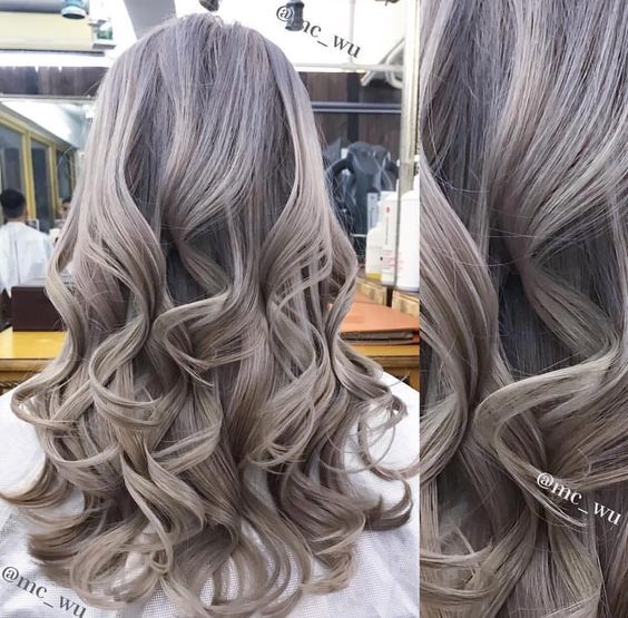 Light ash blonde colored and curled by @mc_wu_hair . Would you get this hair color? Grey Hair Color Men, Silver Hair Ideas, Hair Color Grey, Ash Gray Hair Color, Silver Fox Hair, Balayage Hair Grey, Ash Grey Hair, Blond Hairstyle, Mama Hair