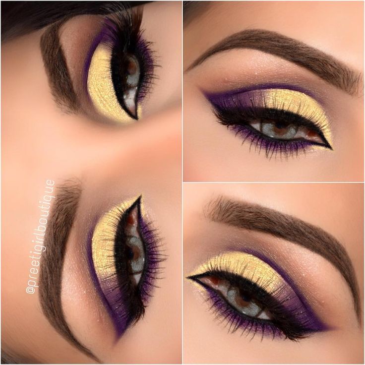 Look at the purple and yellow take on the eyes. Gorg! Purple Smokey Eye, Yellow Eyeshadow, Bluish Green Eyes, White Manicure, Eyeshadow For Blue Eyes, Nails Yellow, Eye Details, Diy Lip Balm, Purple Eyeshadow