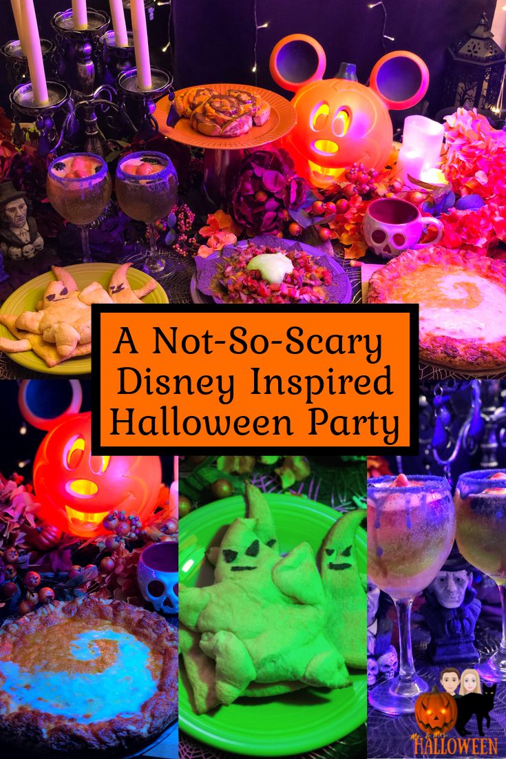 a not so scary disney inspired halloween party with lots of decorations ...