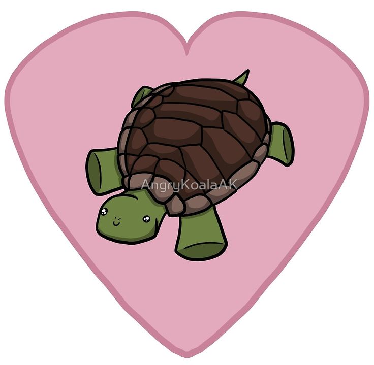 a cartoon turtle is floating in front of a heart