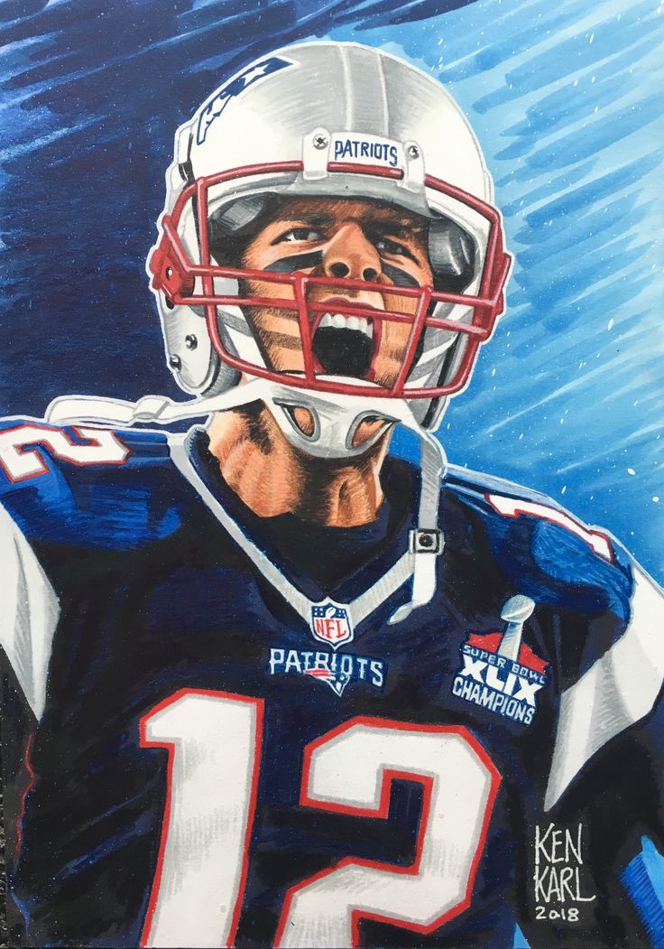 a painting of a football player with his mouth open