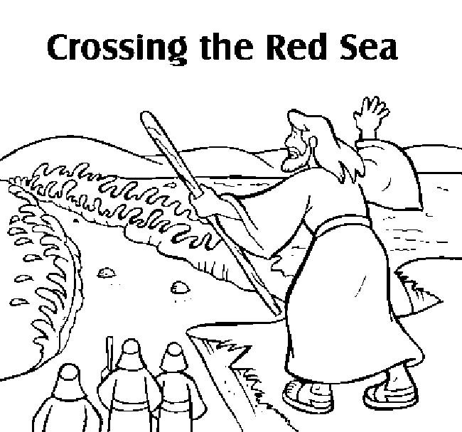 a coloring page with the words crossing the red sea