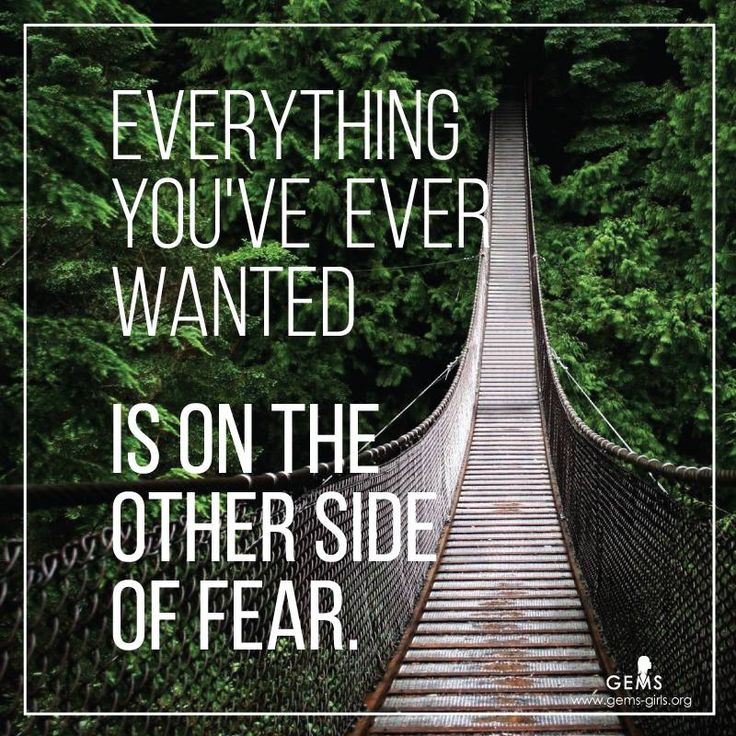 a bridge with the words everything you've ever wanted is on the other side of fear