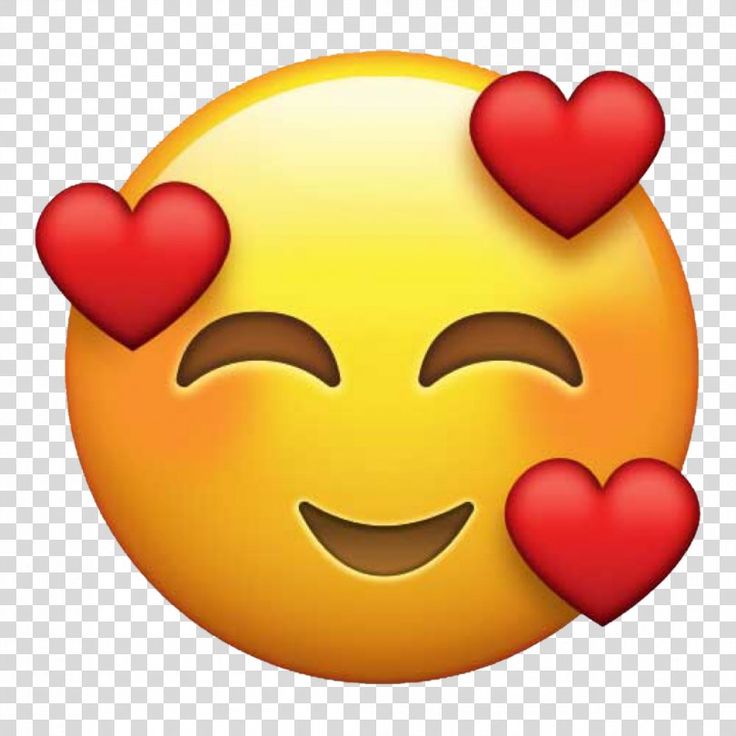 an emoticive smiley face with hearts on its cheeks, transparent background png