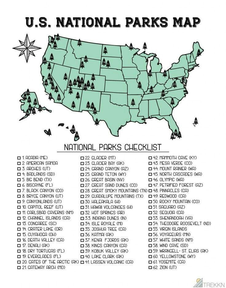 the us national parks map is shown in green