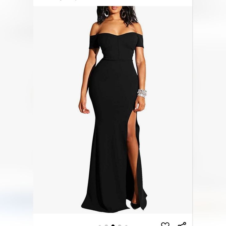 Ymduch Women's Off Shoulder High Split Long Formal Party Dress Evening Gown. Elastic Neckline. Can Be Worn As Square Neck Or Off Shoulder. Size: Small Color:Black Material 95% Polyester 5% Spandex Waist:25.8" Hip:33.7" Sleeve Length:1.5" Off-shoulder Maxi Dress For Prom Night, Off-shoulder Stretch Prom Dress, Stretch Off-shoulder Prom Dress, Off-shoulder Stretch Maxi Dress For Prom, Stretch Off-shoulder Maxi Dress For Prom, Fitted Maxi Dress For Prom Season Banquets, Elegant Stretch Maxi Dress For Banquets, Elegant Stretch Maxi Dress For Banquet, Fitted Off-shoulder Maxi Dress For Party Season