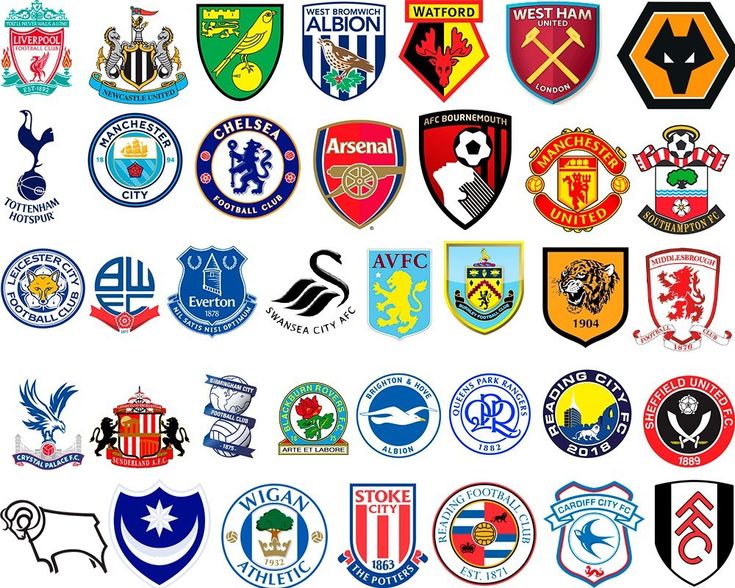 many different logos and emblems on a white background, including lions, lions, soccer teams