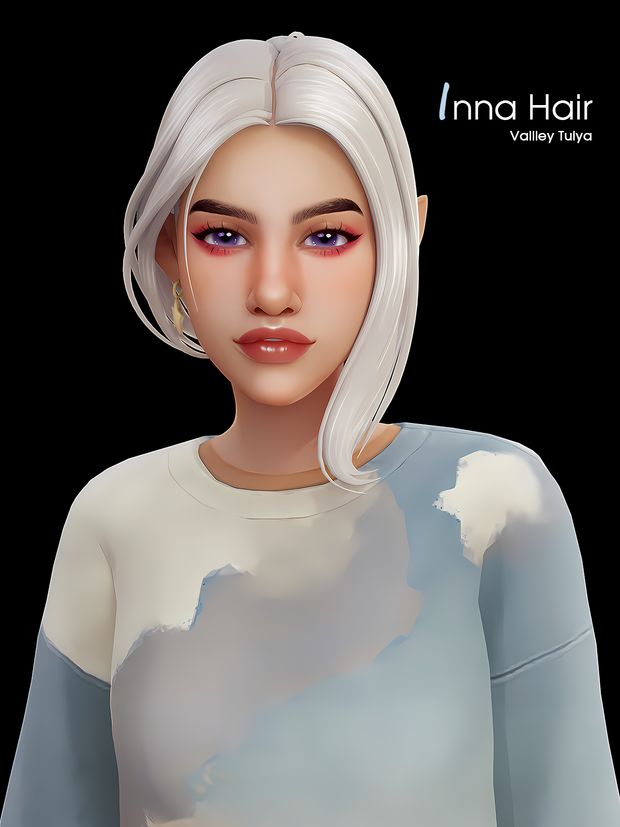 (The Sims 4) Inna Hair | Valley Tulya in 2024 | Sims 4, Tumblr sims 4, Sims