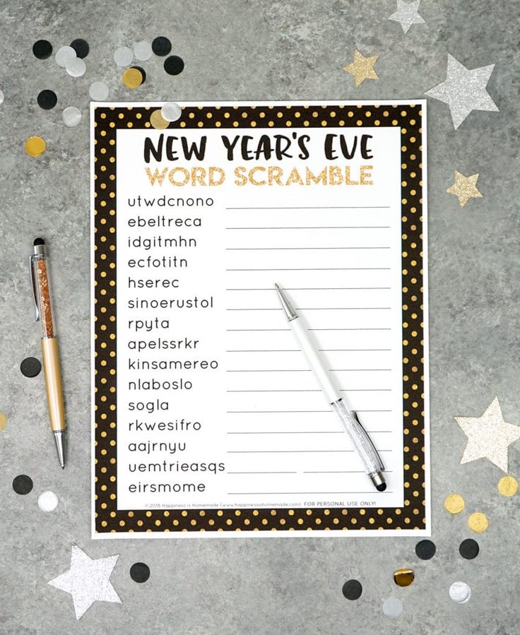 Free Printable New Years Eve Party Games