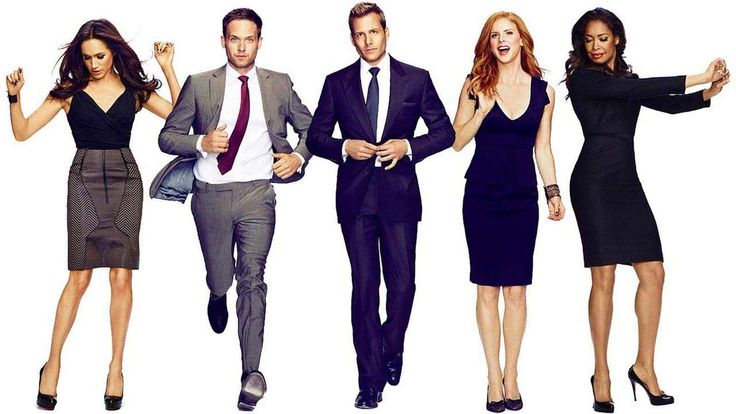 the cast of suits and ties are running