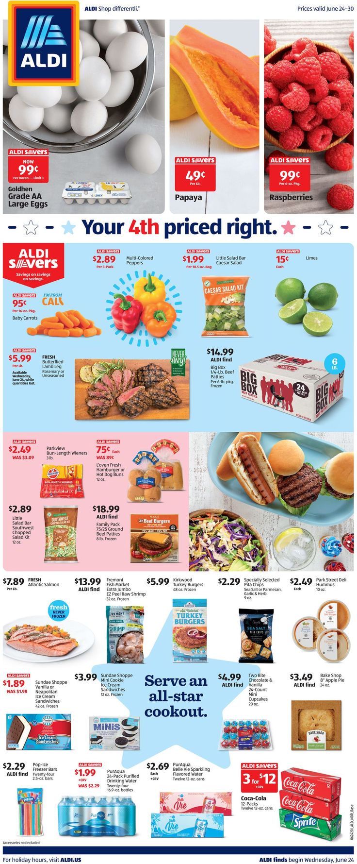 the flyer for aldi's fresh foods is shown